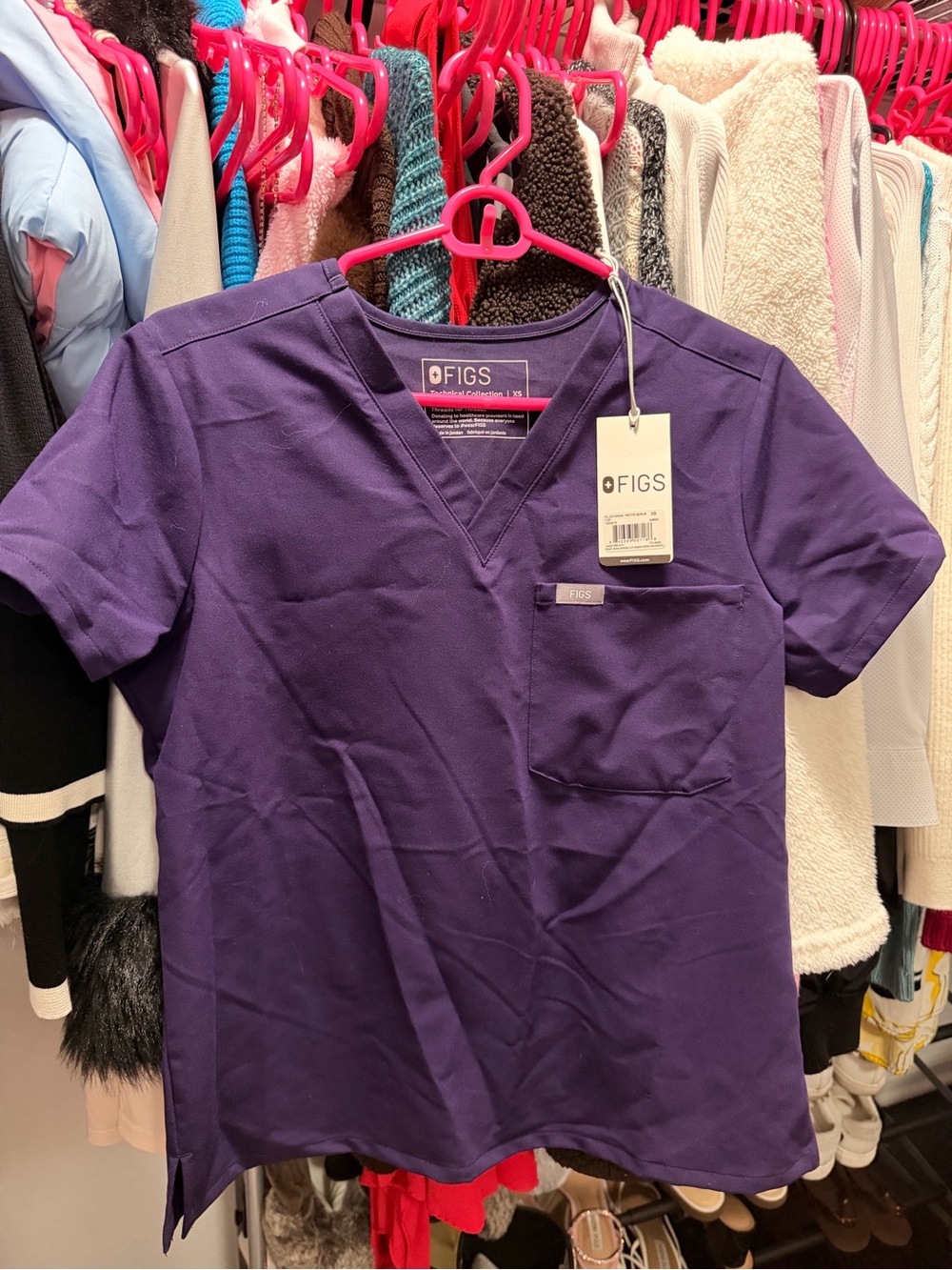 Figs Purple V-Neck Short Sleeve Medical Top